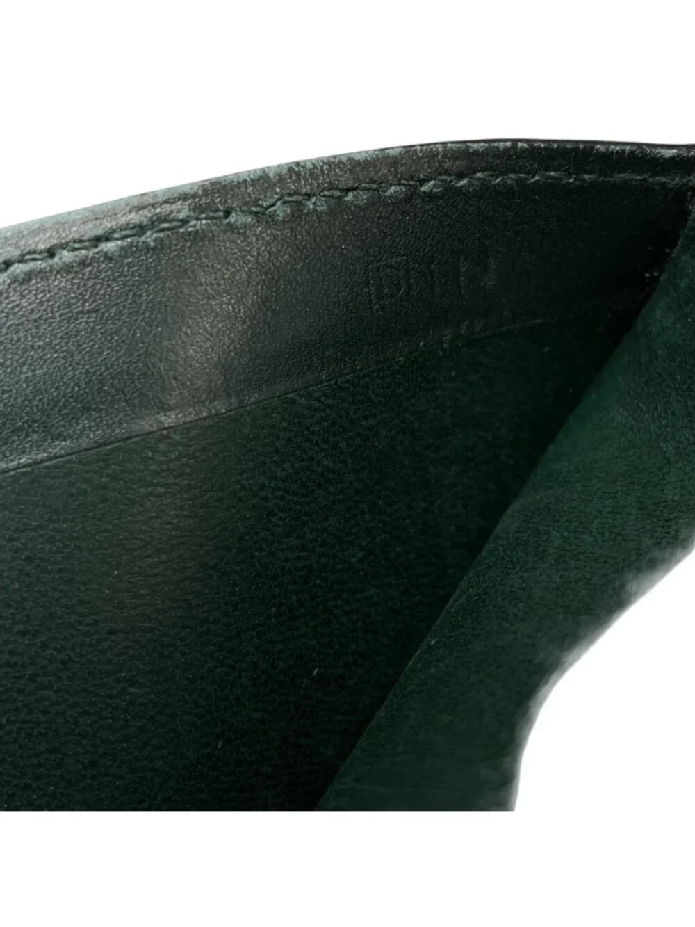Hermes Bifold Wallet Folding Bill Card Slot Leather Dark Green Compact Capacity
